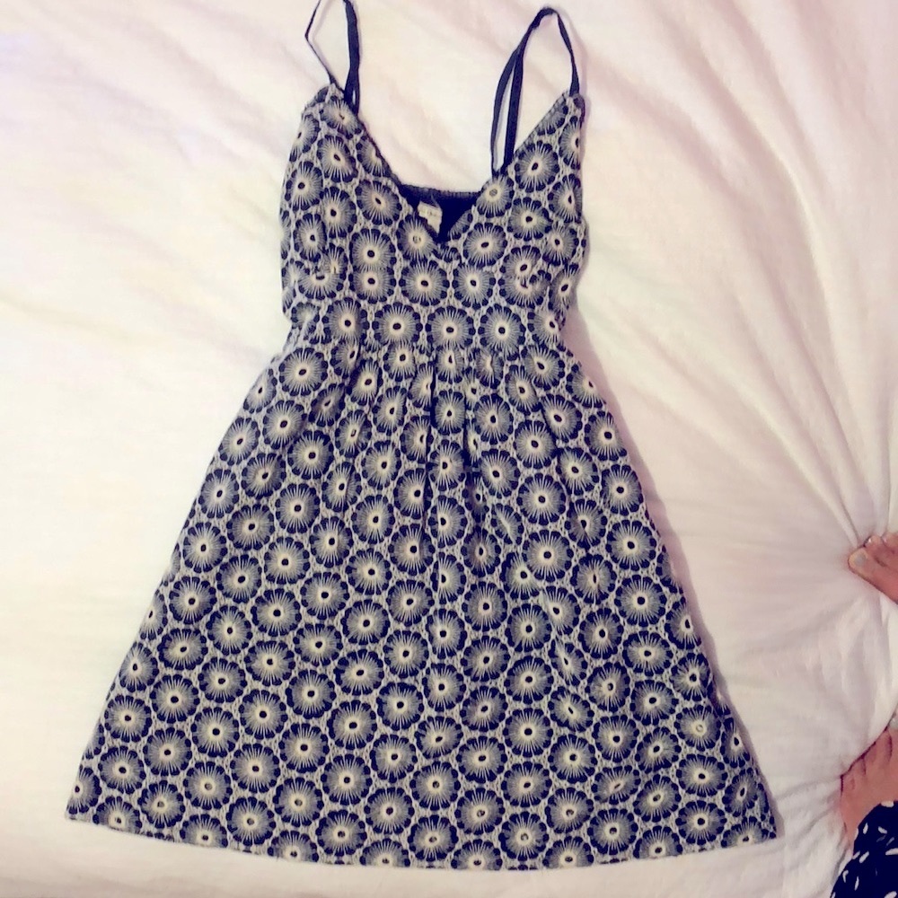 Navy blue embroidered sun dress